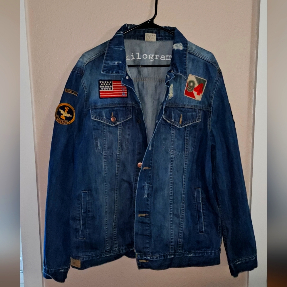 Kilogram Denim Jacket with Patches Size 2xl